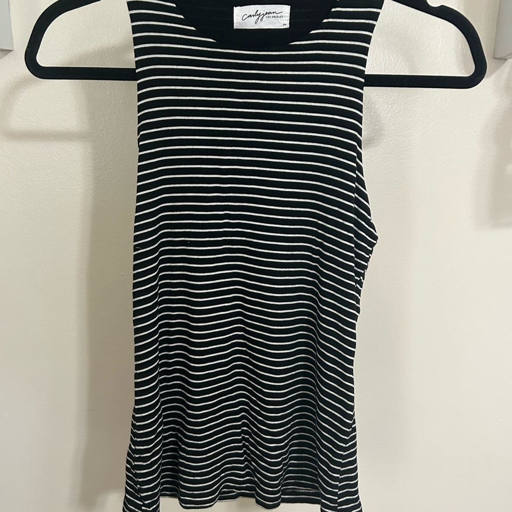 Carly Jean Los Angeles Eden Black & White Striped Tank